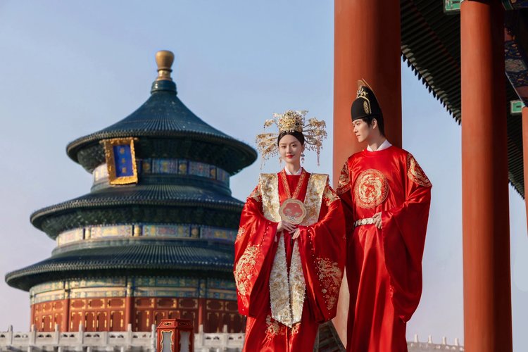 天坛汉服婚纱照 传统与现代的完美融合