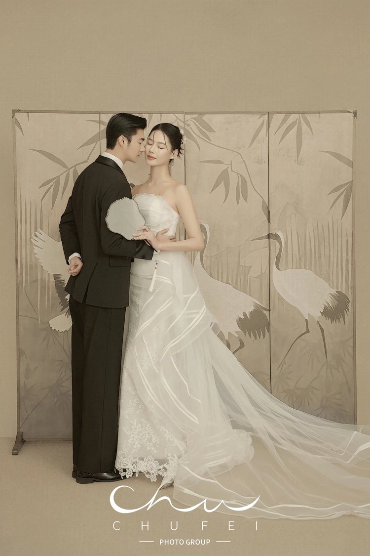 工笔画婚纱照 文艺淡雅,每一张都像泼墨画卷