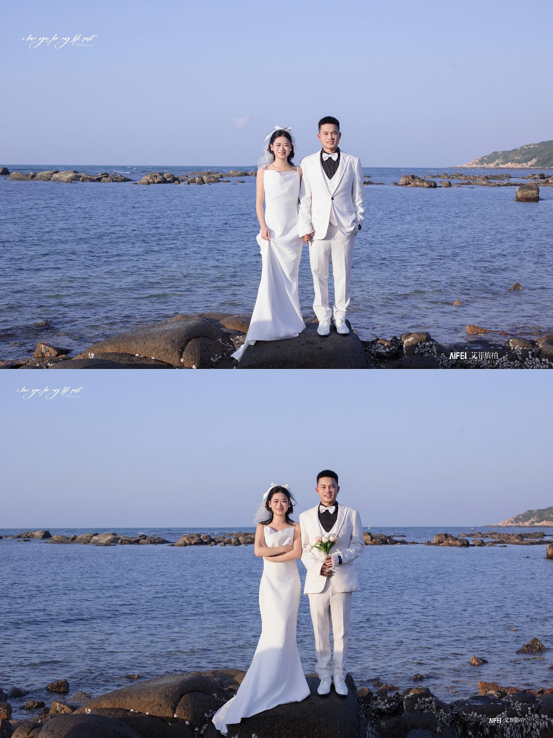 氛围感拉满的浪漫海景婚纱照