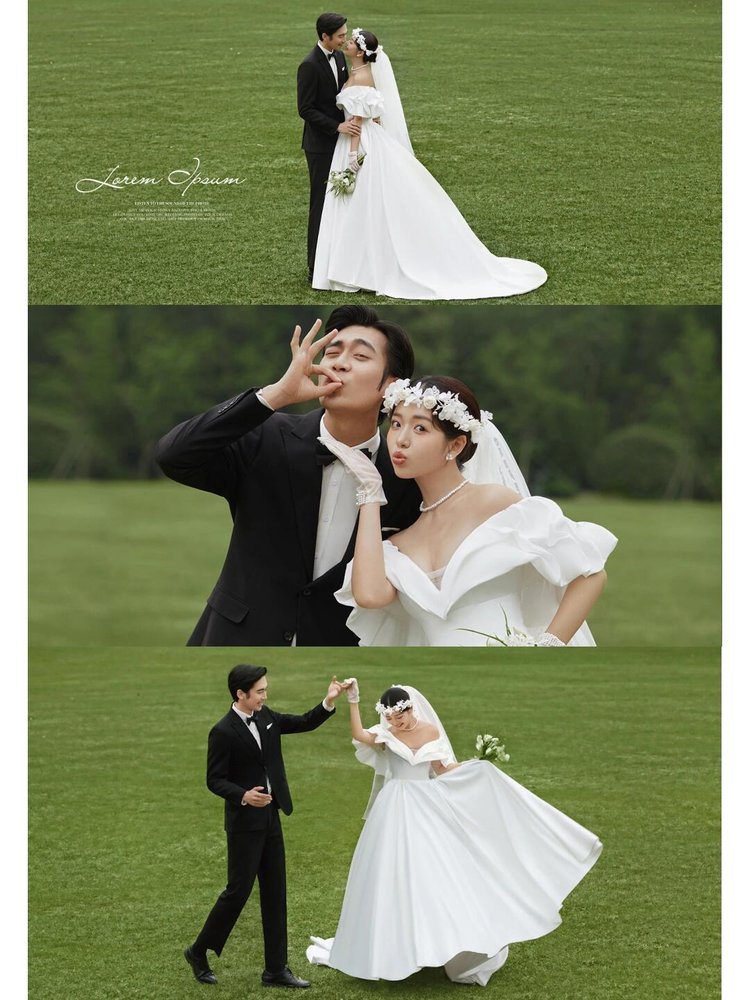 超治愈的草坪婚纱照,坠入森系的心动陷阱