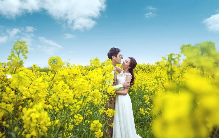 油菜花主题花海婚纱照,黄色花海婚纱照,浪漫外景婚纱照·罗马嫁日