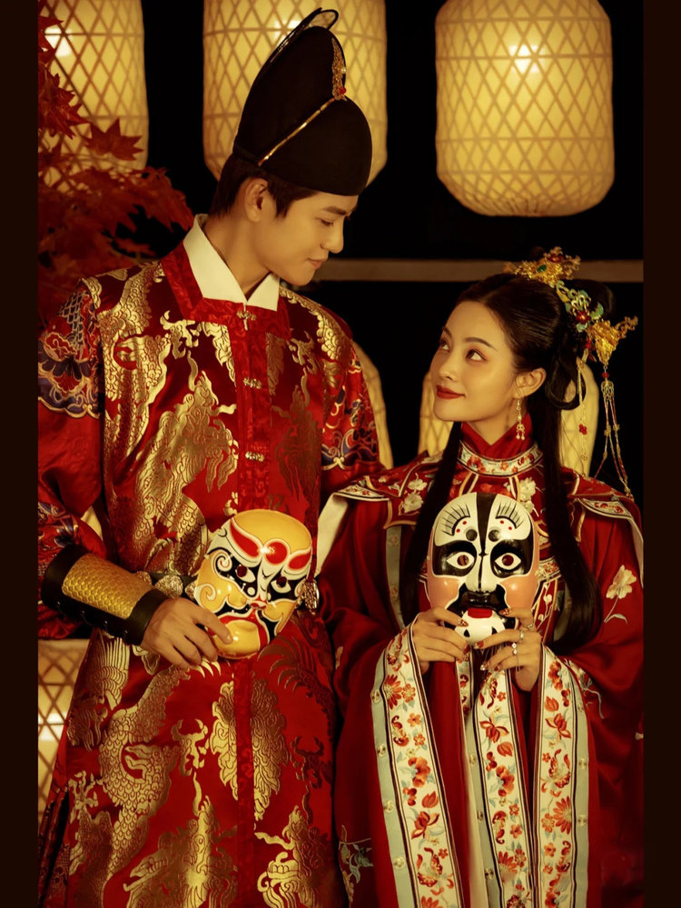 唐风系列汉服婚纱照,氛围感婚纱照