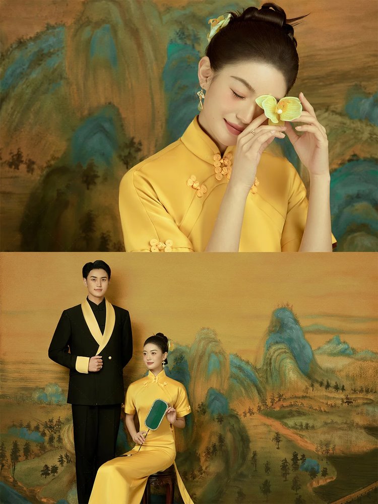 水墨工笔画婚纱照,今年一定不能错过的中式婚纱照