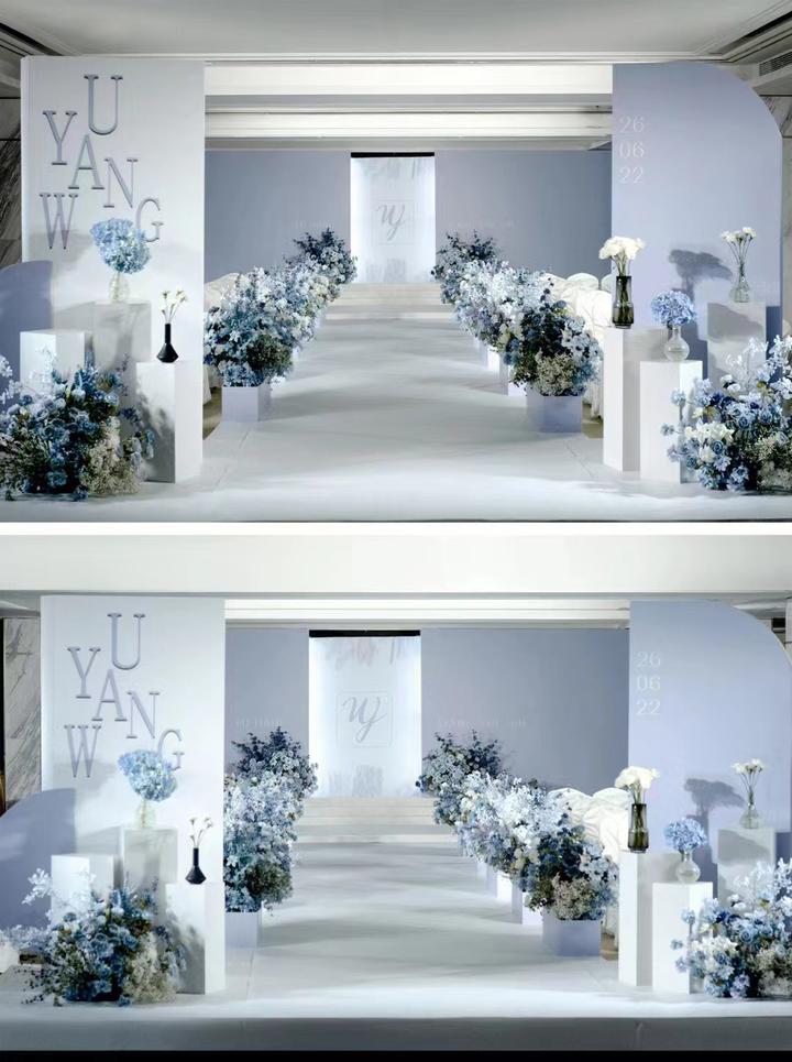 蓝白简约时尚秀场婚礼·承喜婚庆