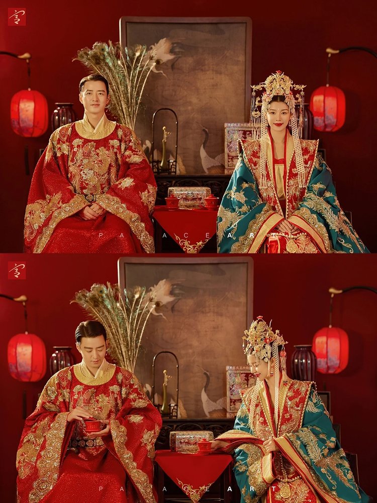 凤冠霞帔中式婚纱照 室内演绎的千年之恋
