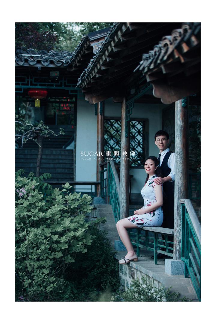 夕阳婚纱照,中式婚纱照,园林婚纱照·素阁映像