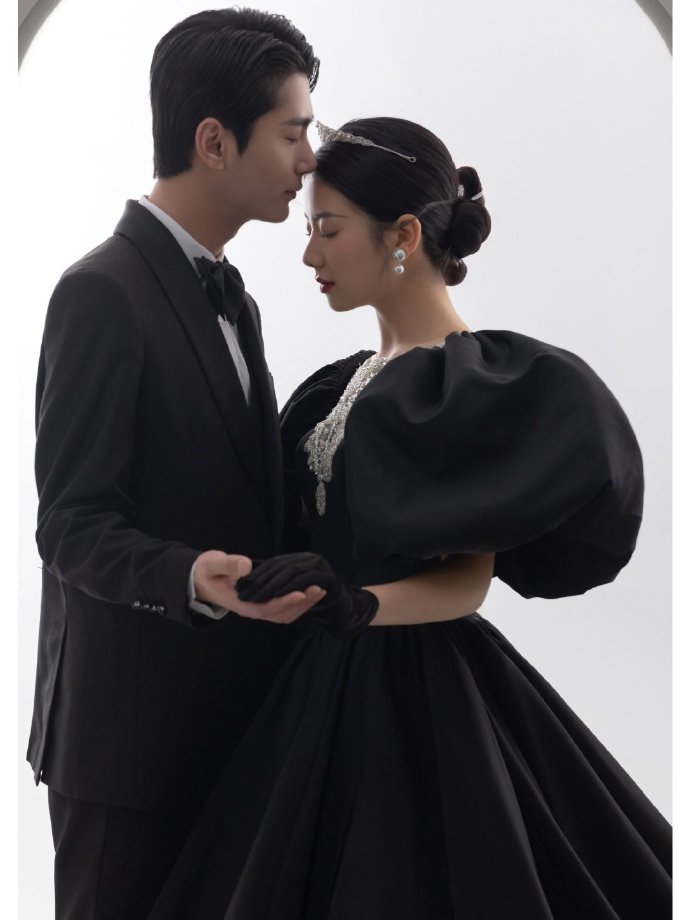 南通婚纱照 韩系极简黑纱婚纱照·海安罗马假日