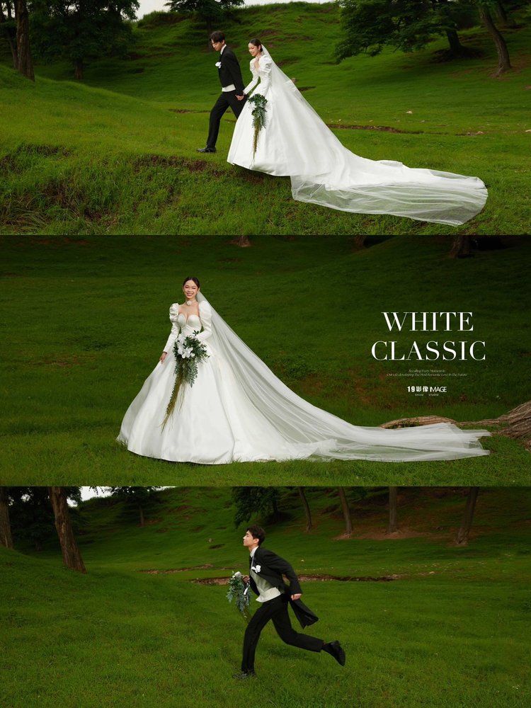 婚纱摄影拍摄时尚符号 草坪婚纱照