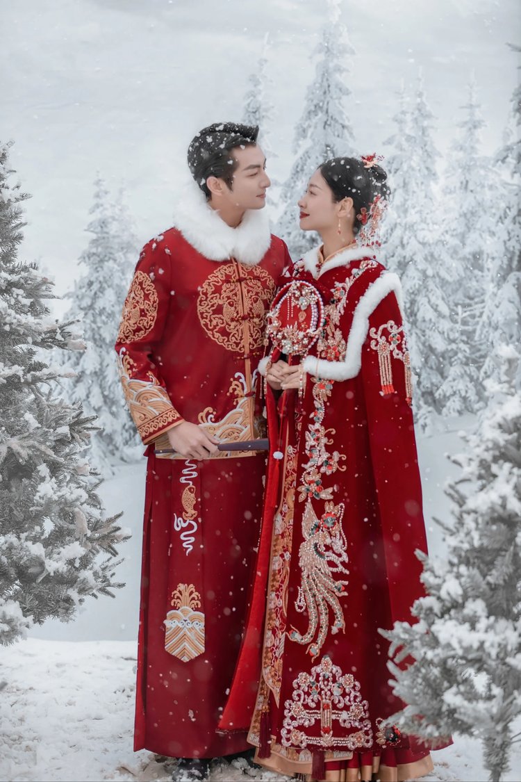 雪景汉服婚纱照太搭啦 穿越千年的浪漫